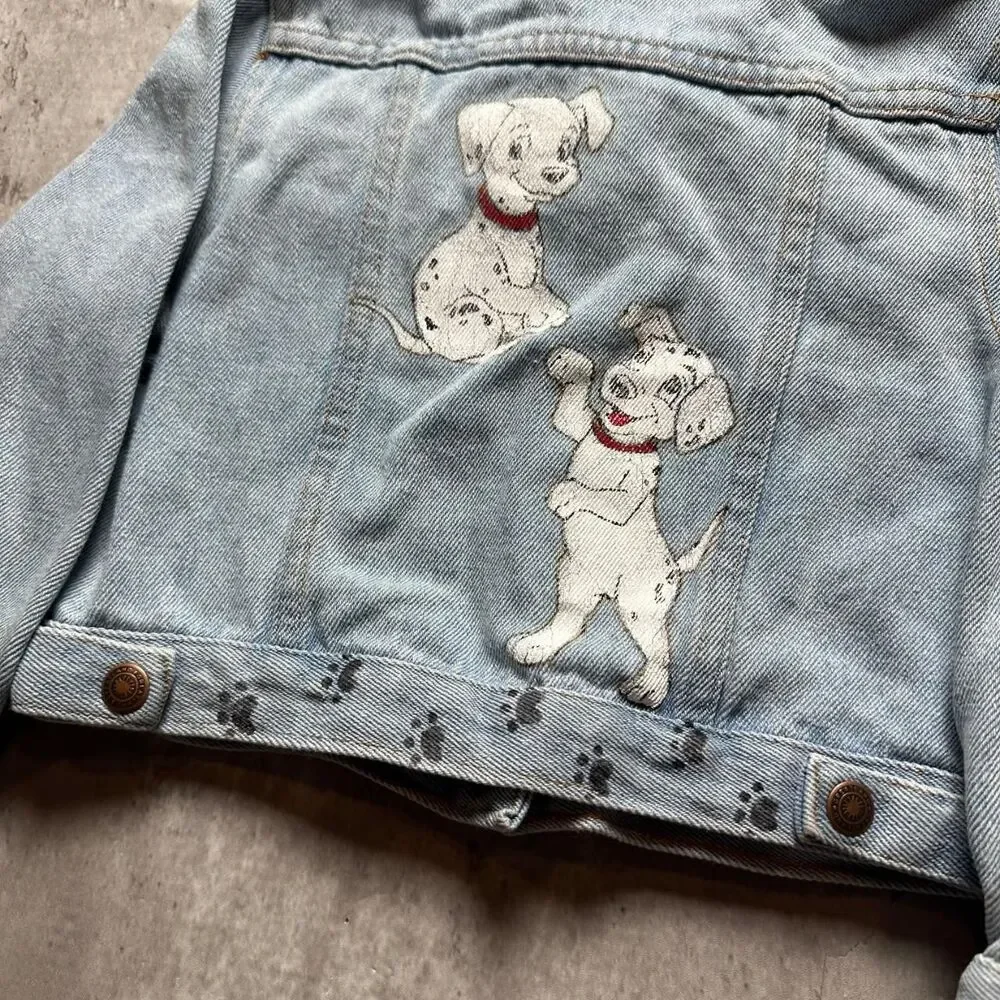 vintage GreatLand 101 Dalmatians Style Hand-Painted Denim Jacket